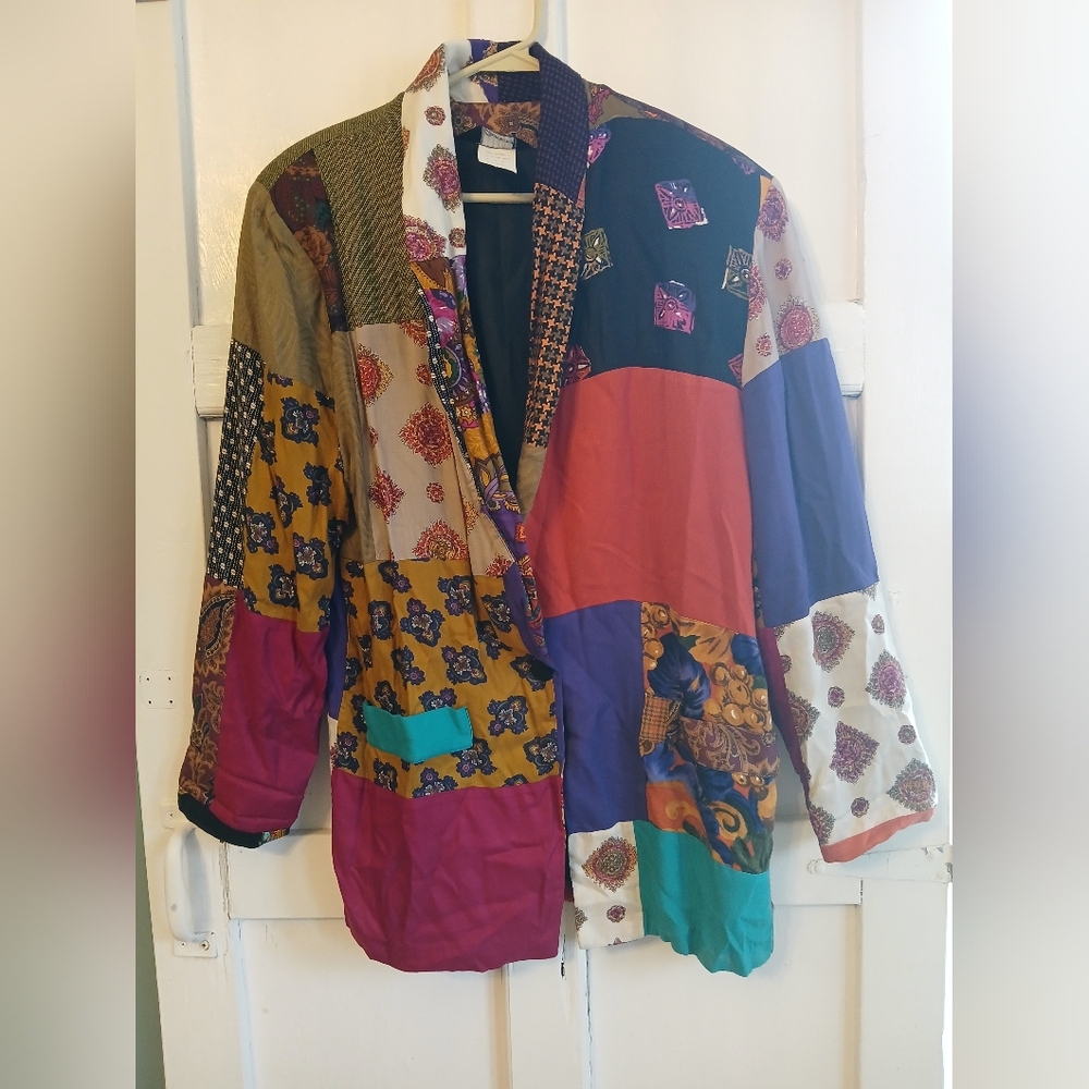 Melrose Vintage Patchwork Pattern Blazer medium B… - image 1